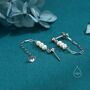 Sterling Silver Genuine Irregular Shape Pearl And Chain Earrings, thumbnail 8 of 12