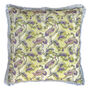Cranes Yellow Patterned Fringe Cotton Cushion, thumbnail 3 of 7