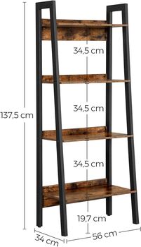 Ladder Shelf Industrial Living Room Bedroom Bookshelf, 9 of 12