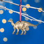 Wooden Iguanodon Dinosaur Christmas Tree Decoration, thumbnail 1 of 3