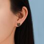 Sterling Silver Black Rhodium Coated Cat Earrings, thumbnail 2 of 12