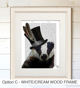 Badger In Top Hat, Book Print, Framed Or Unframed, 4 of 6