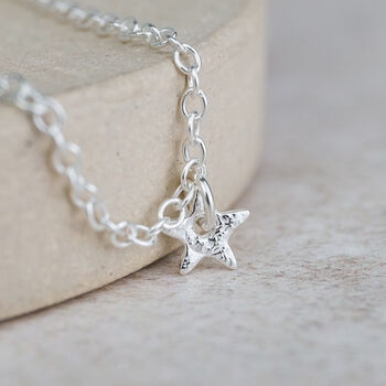 Sterling Silver Star Charm Anklet, 3 of 4