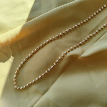 Single Strand Ethnic Beaded White Pearl Mala Necklace, 4 of 5