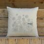 Dahlias And Dragonfly Cushion Cover, thumbnail 2 of 4