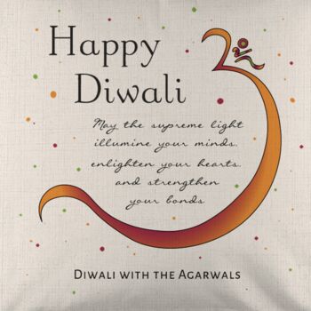 Personalised Diwali Om Symbol Cushion Cover, 3 of 3