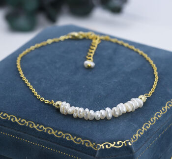 Sterling Silver Skinny Natural Pearl Bracelet, 4 of 12