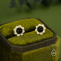 Vintage Inspired Black Onyx Flower Cz Stud Earrings In Sterling Silver, thumbnail 6 of 12