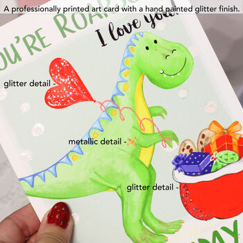 Personalised Dinosaur 'Love You' Christmas Card, 3 of 4