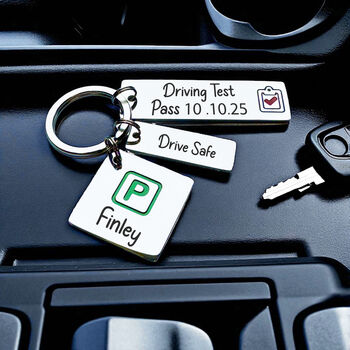 Driving Test Keyring, Personalised Silver First Car Keychain, Milestone Driver Gift, 2 of 5