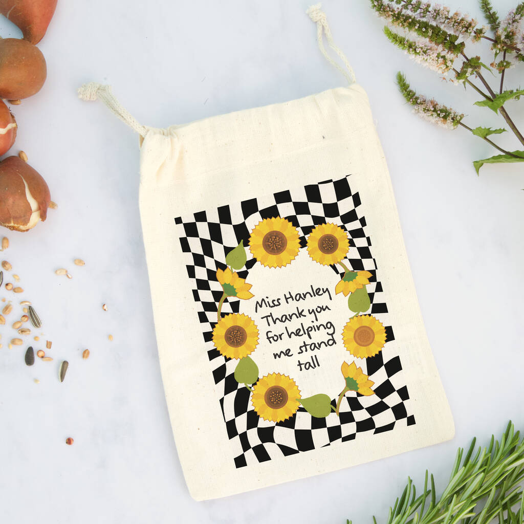 Personalised Teacher 'Sunflower' Seed Bag, 1 of 2