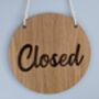 Open Closed Two Side Shop Sign Door Oak Wood Acrylic, thumbnail 7 of 10