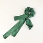 Green Silk Bow Scrunchies, Bridesmaid Accessories, thumbnail 3 of 4
