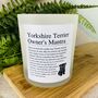 Fun Personalised Yorkshire Terrier Dog Owner's Candle, thumbnail 2 of 11