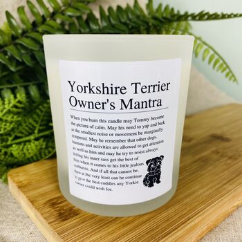 Fun Personalised Yorkshire Terrier Dog Owner's Candle, 2 of 11