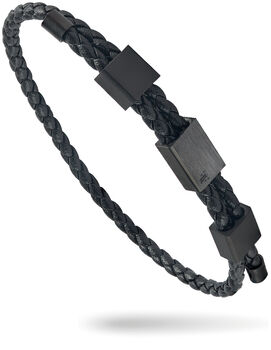 Men's Black Adjustable Leather Bracelet 'Triple', 2 of 6
