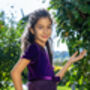 Alessia Girls Velvet Dress With Matching Hair Clip, thumbnail 1 of 3