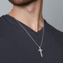 Men's Large Engraved Silver Cross Necklace, thumbnail 1 of 7