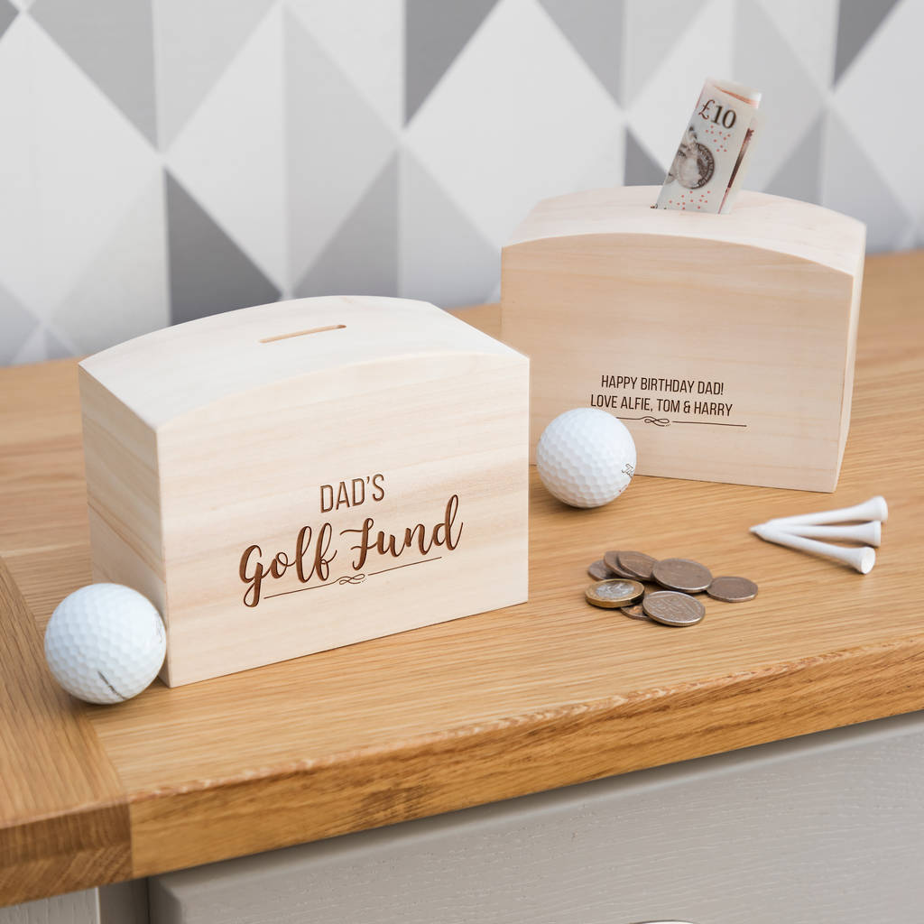 Personalised Golf Fund Money Box With Message By Mirrorin
