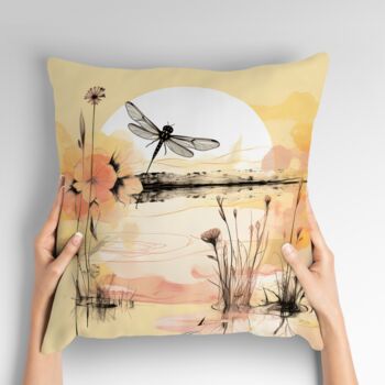 Dragonfly Reflections Hand Made Poly Linen Cushions, 3 of 7