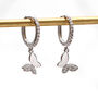 Sterling Silver Butterfly Huggie Hoop Earrings, thumbnail 2 of 6