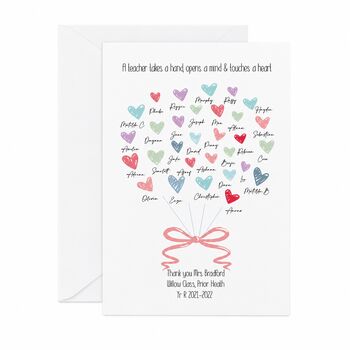 Thank You Teacher Class Hearts Card, 8 of 8