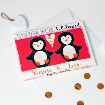 Personalised Penguin Couple Valentine's Card, 6 of 9