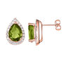 Peridot 18k Rose Gold Plated Pear Drop Stud Earrings, thumbnail 2 of 5