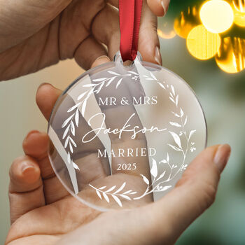 Personalised First Christmas Married Christmas Bauble, 6 of 10