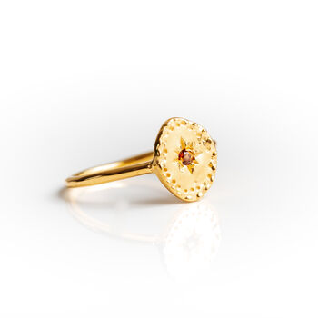 Gold Plated Hammered Garnet Ring, 3 of 5
