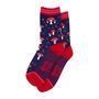 Women's Red Toadstools Enchanted Woodland Bamboo Socks Blue, thumbnail 3 of 4