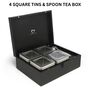 Tea Boxes Black Bamboo With High Quality Tins And Spoons, thumbnail 3 of 6