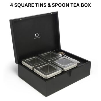 Tea Boxes Black Bamboo With High Quality Tins And Spoons, 3 of 6