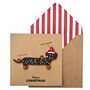 Handmade Silly Sausage Dachshund Christmas Card Or Pack, thumbnail 1 of 5