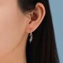 Sterling Silver Olive Branch Huggie Hoop Earrings, thumbnail 7 of 12