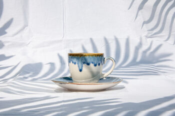 Blue Set Of Six Porcelain Espresso Cup And Saucer, 5 of 9