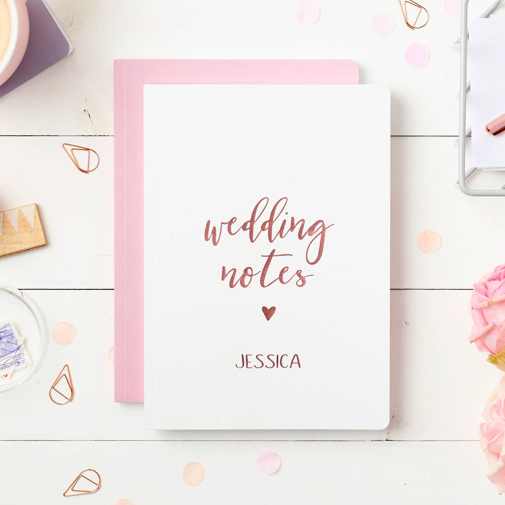 Personalised Wedding Notes Foiled Notebook, 1 of 8