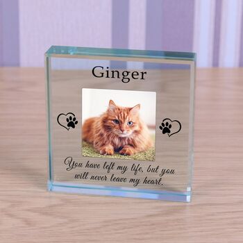 '… Never Leave My Heart' Pet Memory Photo Glass Token, 2 of 2