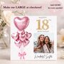 Sister 18th Birthday Card Personalised Photo Card Pink Balloon Optional Gems Gold Glitter Effect, thumbnail 2 of 2
