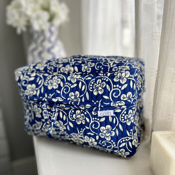 Blue Bloom Floral Print Vanity Bag, 6 of 6