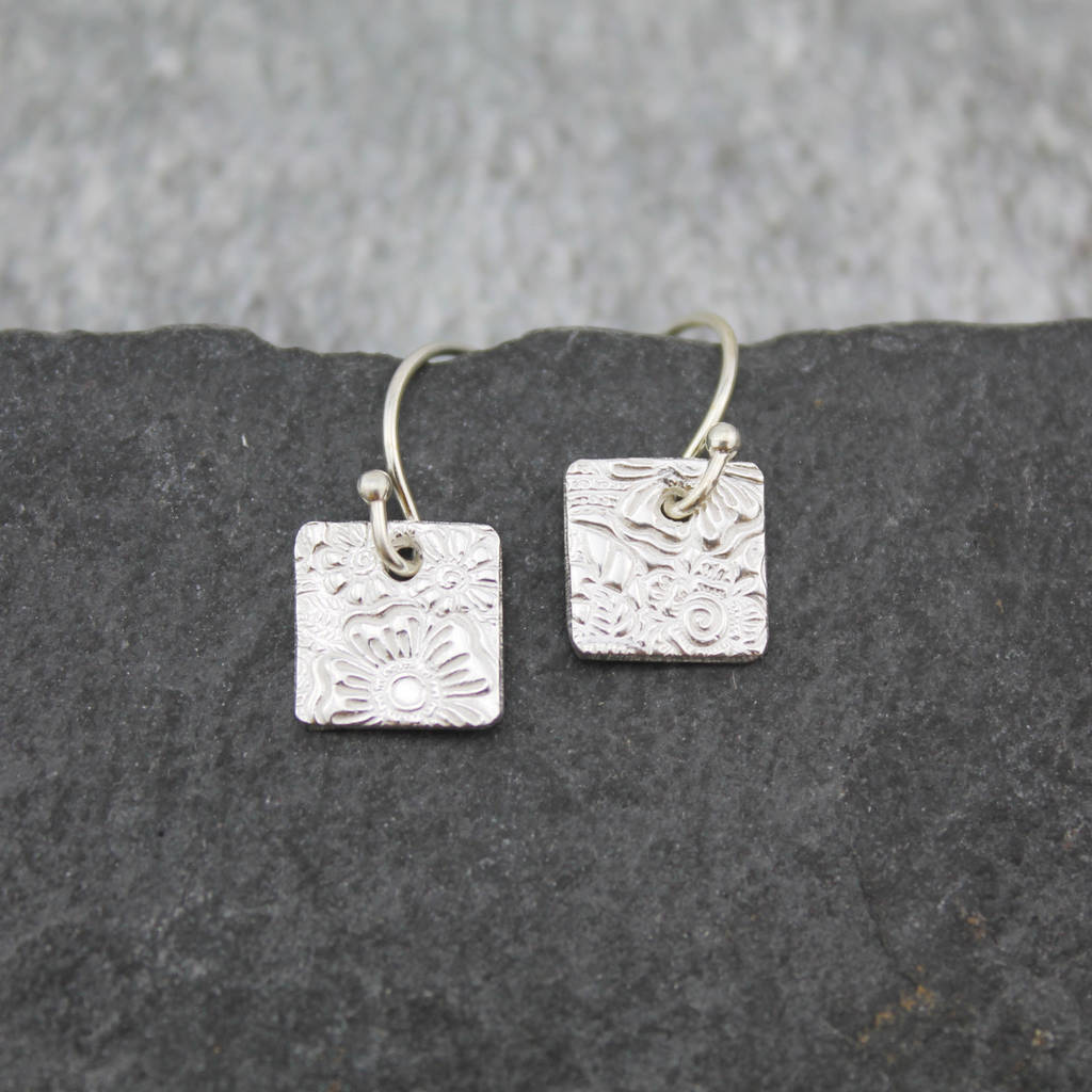 Sterling Silver Small Square Earrings By Lucy Kemp Silver Jewellery ...