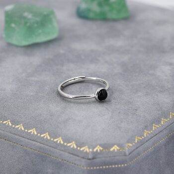 Sterling Silver Minimalist Genuine Black Onyx Ring, 6 of 10