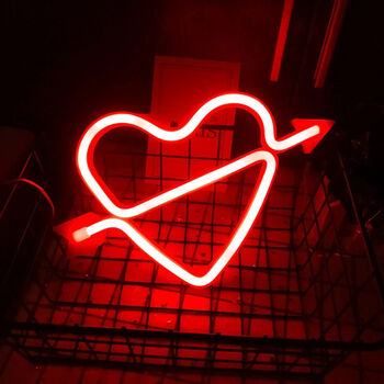 Cupid's Heart LED Neon Night Light, 3 of 8