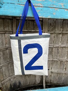 Genoa Upcycled Sailcloth Tote Bag, 6 of 7