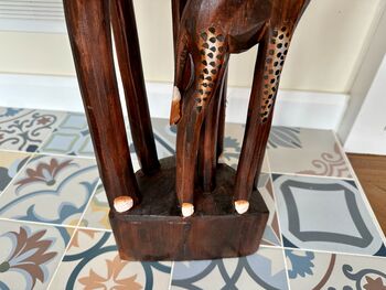 1m Hand Carved Mother And Baby Elephant Ornament, 10 of 10