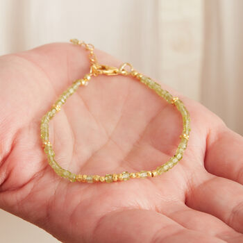 Green Peridot Gold And Silver Beaded Bracelet, 6 of 11