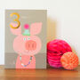 Gold Foiled Piglet 3rd Birthday Card, thumbnail 3 of 5