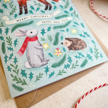 Forest Animals Christmas Pack Of Four Cards, 5 of 6