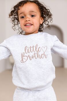 Embroidered Big/Little Sibling Sweatshirts With Heart Design Brother And Sister Available, 4 of 11