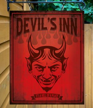 Devils Inn Personalised Home Pub Sign Man Cave Sign, 5 of 9